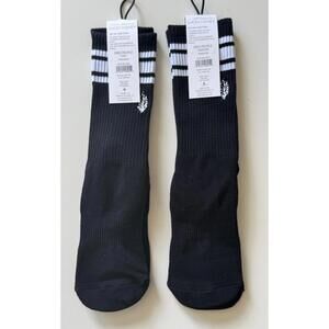 2 PAIRS Free People Movement Logo Stripe Tube Socks Black FP Movement Lucky Hone